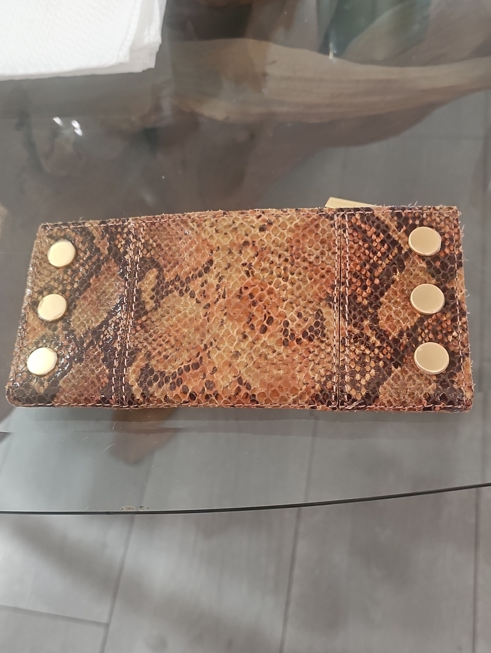 Hammitt Leather Wallet with Snakeskin Leather Background